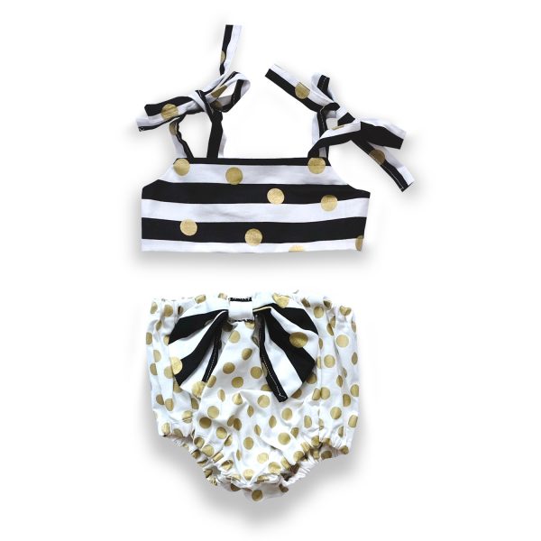 Black and White and Gold Polka Dot Bikini